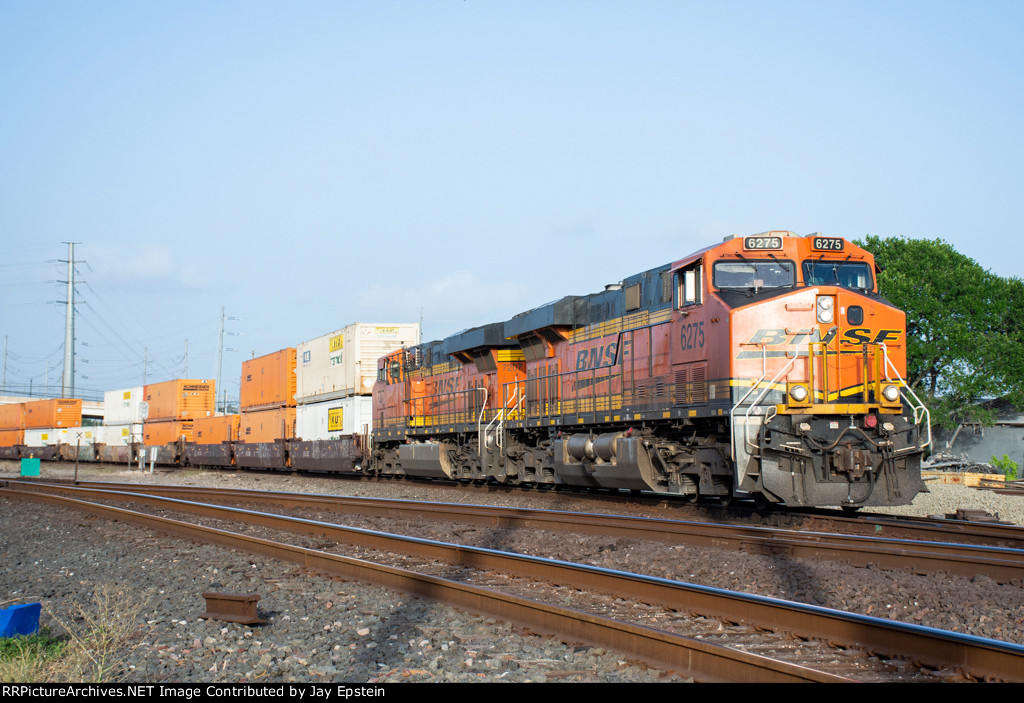 A Westbound Stack Train Approaches the UP Diamond